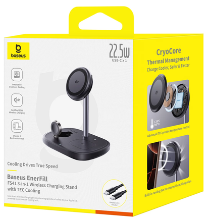 Baseus EnerFill FS41 3in1 Wireless Netzladegerät, 22,5W, 1,67A, Schwarz P10281904123-02