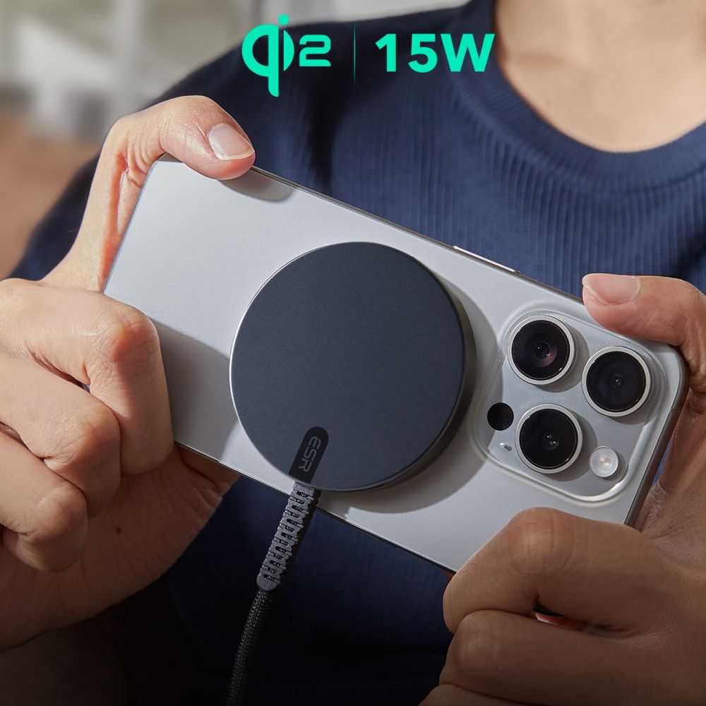 Chargeur Réseau Sans Fil ESR HaloLock, 15W, 1.67A, Noir