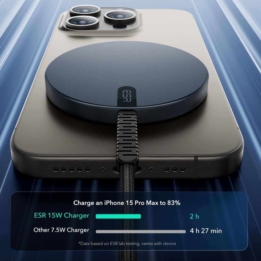 Chargeur Réseau Sans Fil ESR HaloLock, 15W, 1.67A, Noir