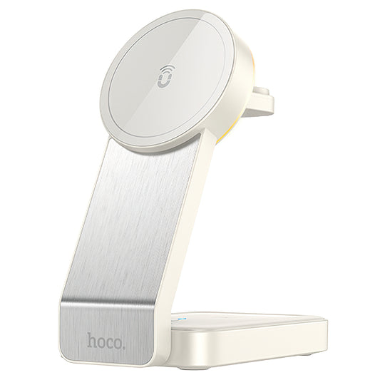 Chargeur Réseau Sans Fil HOCO CQ3 3en1, 15W, 1.67A, Blanc
