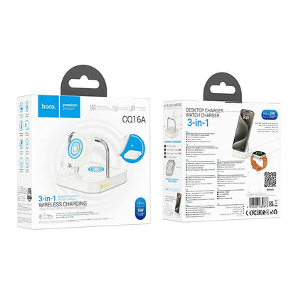 Drahtloses Netzladegerät HOCO CQ16A 3in1, 15W, 1.67A, Weiß