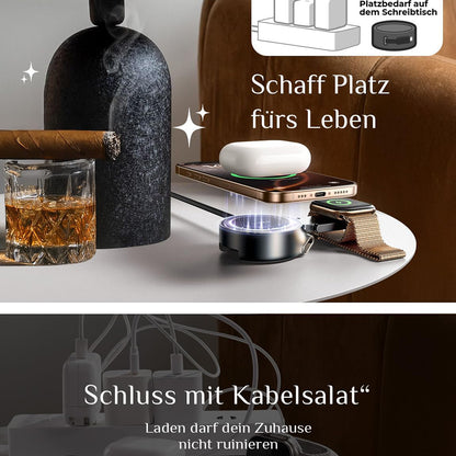 Lisen W602 2in1 Wireless Netzladegerät, 15W, 1.67A, Schwarz YL0324090008