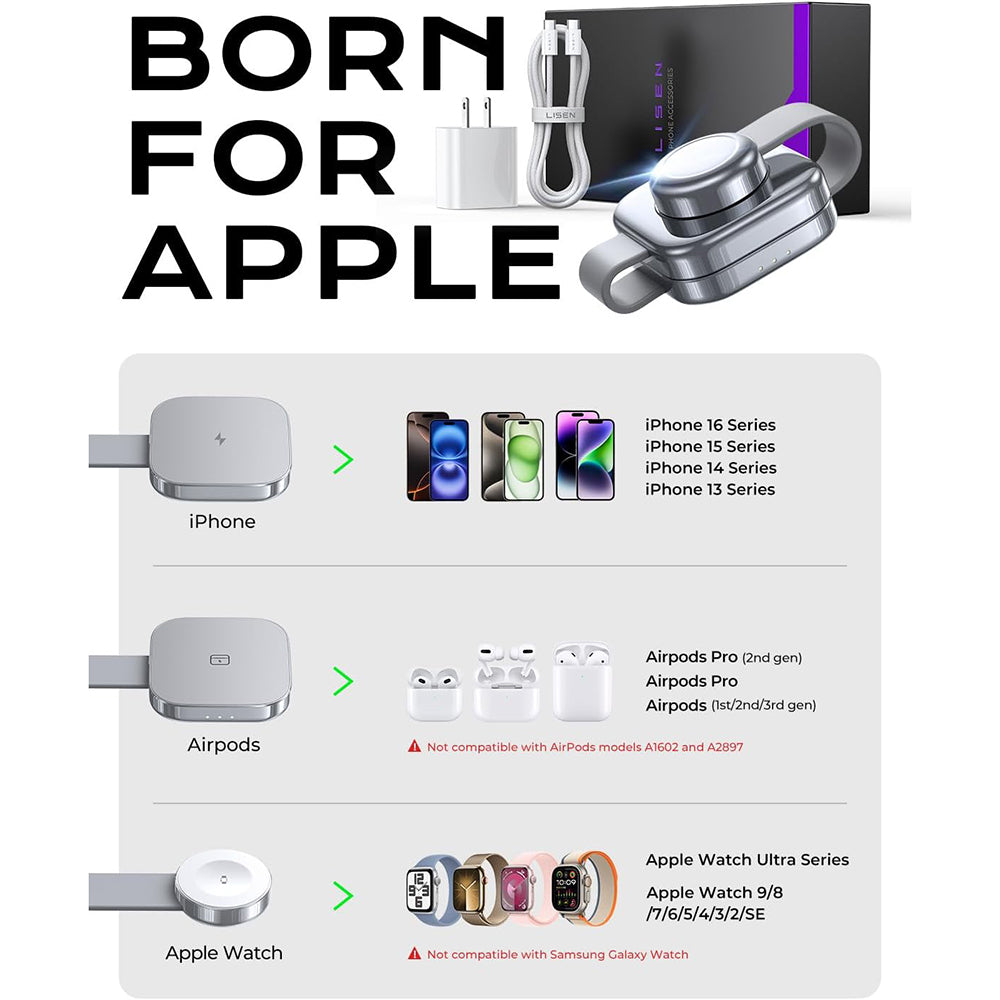 Drahtloses Netzladegerät Lisen 3in1, 15W, 1.67A, Grau YL0424040001