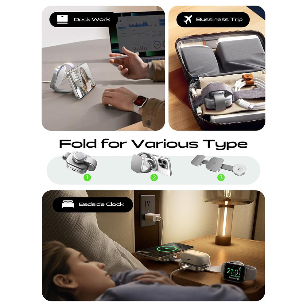 Drahtloses Netzladegerät Lisen 3in1, 15W, 1.67A, Grau YL0424040001