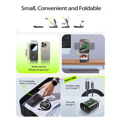 Lisen 3in1 Wireless Netzladegerät, 15W, 1.67A, Schwarz YL0424010003