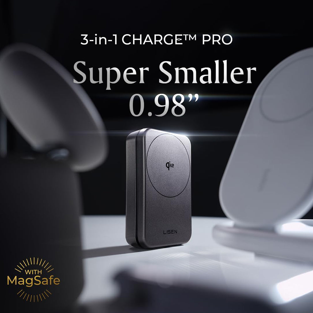 Chargeur Réseau Sans Fil Lisen W106 3en1, 15W, 1.67A, Gris YL0424120009