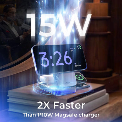 Chargeur Réseau Sans Fil Lisen W106 3en1, 15W, 1.67A, Gris YL0424120009