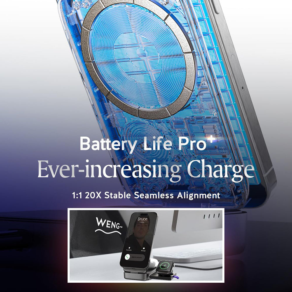 Chargeur Réseau Sans Fil Lisen W106 3en1, 15W, 1.67A, Gris YL0424120009