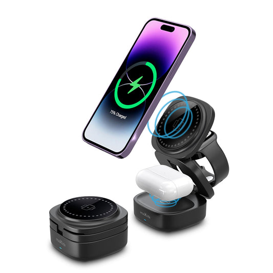 Chargeur Réseau Sans Fil MaXlife MXWC-06 3en1, 15W, 1.67A, Noir