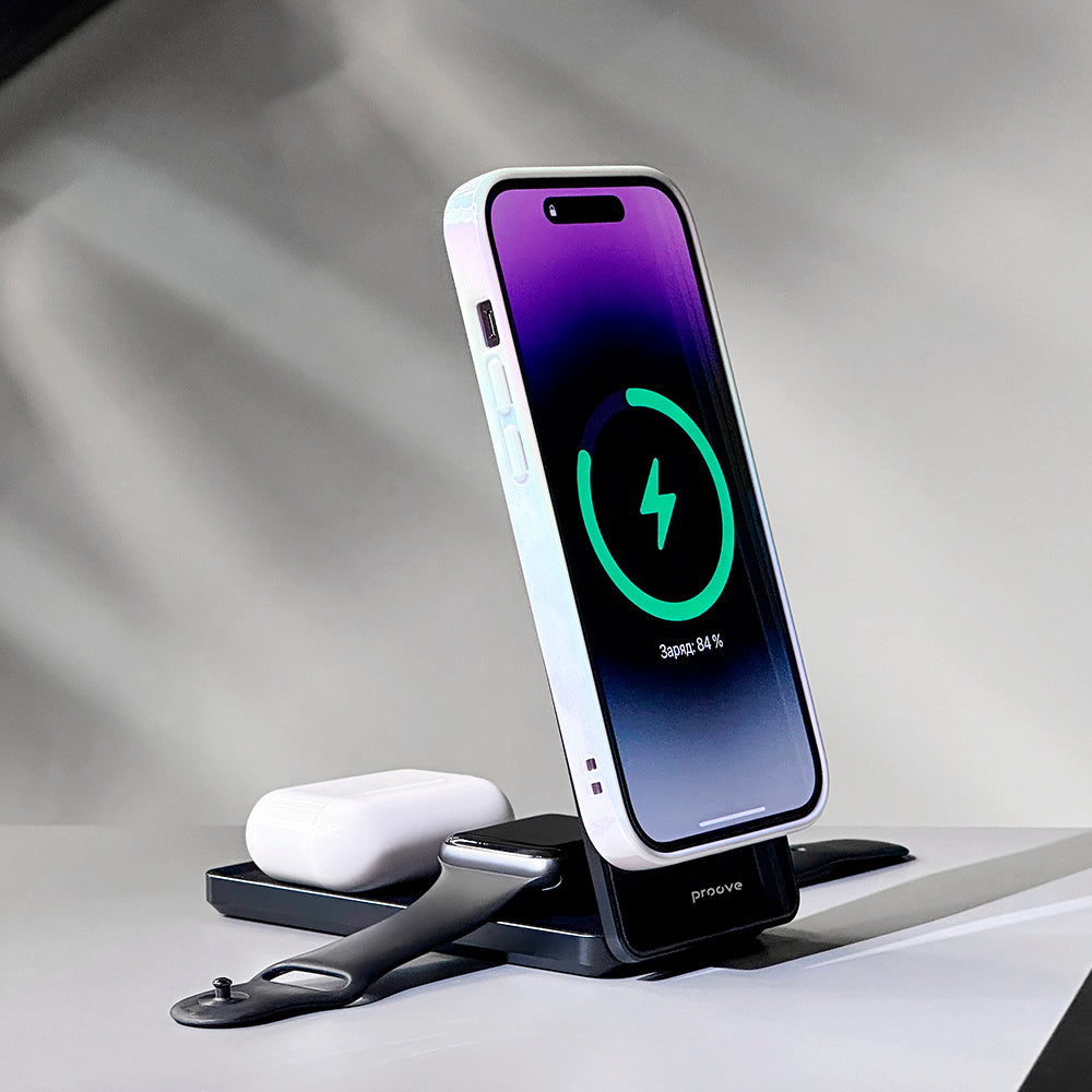 Wireless-Netzladegerät Proove Metal Edge 3in1, 15W, 1.67A, Grau WSME15010003