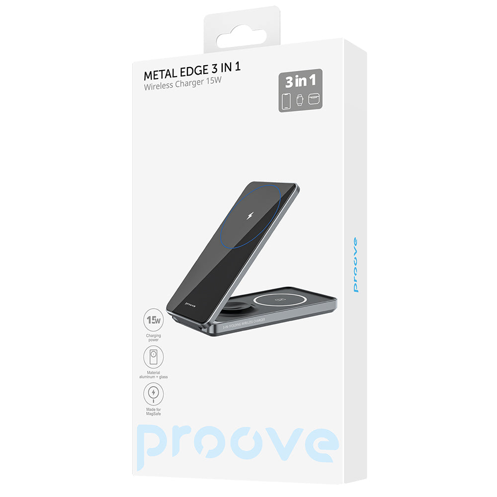 Wireless-Netzladegerät Proove Metal Edge 3in1, 15W, 1.67A, Grau WSME15010003