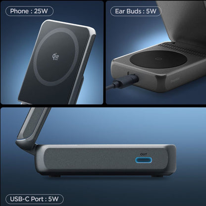 Chargeur Réseau Sans Fil Spigen EF302MOQ 3en1, 25W, 1 x USB-C, Gris