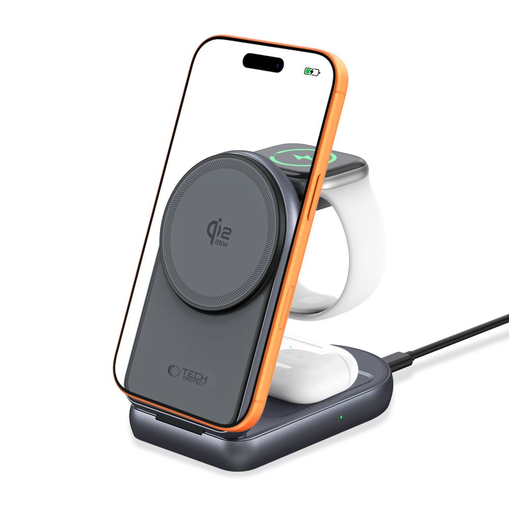 Wireless-Netzteil Tech-Protect A53 3in1, 25W, Grau
