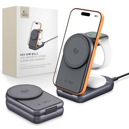 Wireless-Netzteil Tech-Protect A53 3in1, 25W, Grau