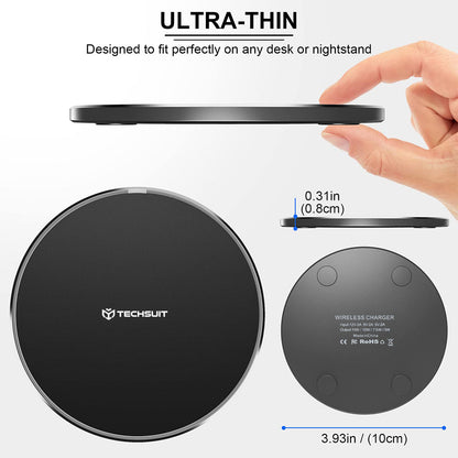 Drahtloses Netzladegerät Techsuit CHWR031 Premium, 15W, 1.67A, Schwarz