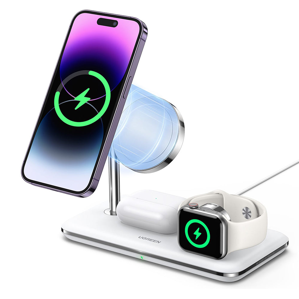 Chargeur Réseau Sans Fil UGREEN CD278 3en1, 25W, 1.67A, Blanc
