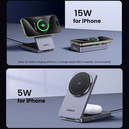 UGREEN W706 2in1 Wireless Netzladegerät, 20W, 1.67A, Schwarz