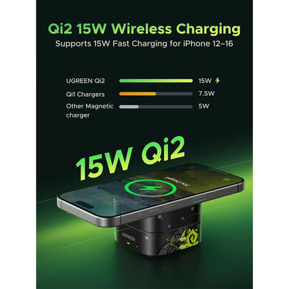Chargeur Réseau Sans Fil UGREEN Genshin Impact Ed.W702 2en1, 25W, 1.67A, 1 x USB-C, Noir