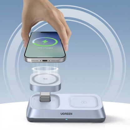 Drahtloses Netzladegerät UGREEN W711 3in1, 25W, 1.67A, Blau