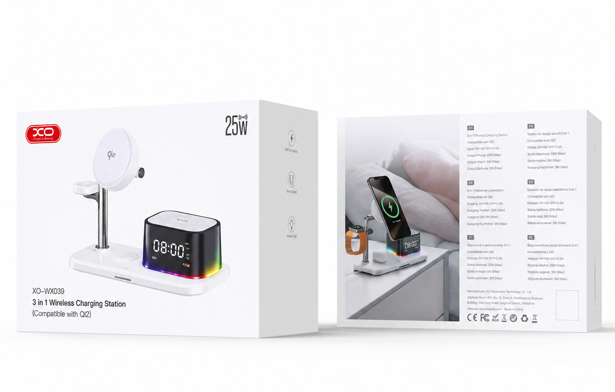 Wireless Network Charger XO Design CX045 3in1, 25W, White