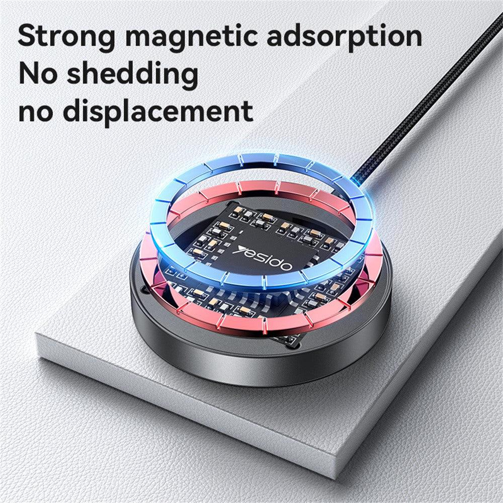 Yesido DS28 Display Wireless Network Charger, 15W, 1.67A, Black