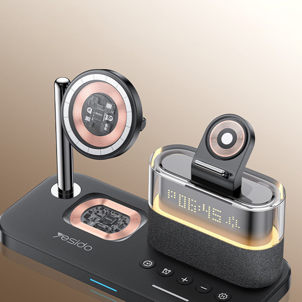 Drahtloses Netzladegerät Yesido DS37 Display 3in1, 25W, 1.67A, Schwarz