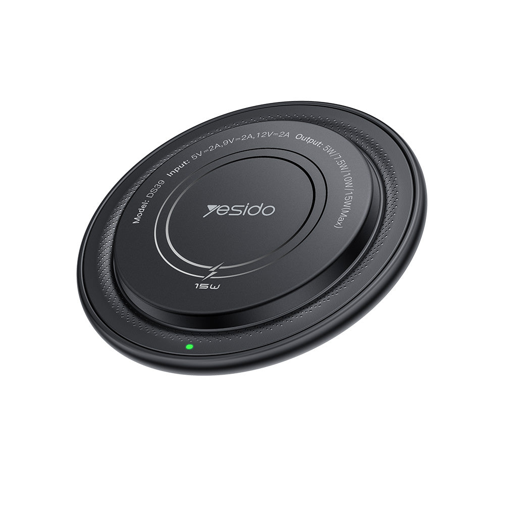 Wireless-Netzladegerät Yesido DS39, 15W, 1.67A, Schwarz