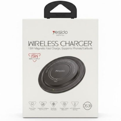 Wireless-Netzladegerät Yesido DS39, 15W, 1.67A, Schwarz