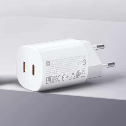 Chargeur secteur Xiaomi Nano Turbo, 45W, 3A, 2 x USB-C, Blanc BHR087OEU