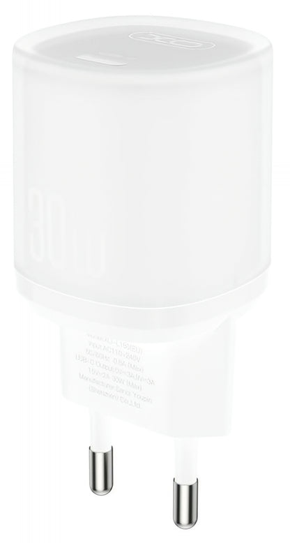 Chargeur Réseau XO Design L150, 30W, 3A, 1 x USB-C, Blanc