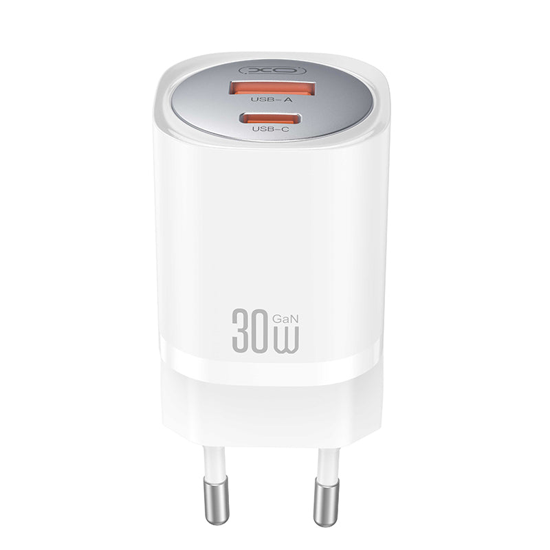 Netzladegerät XO Design CE21, 30W, 3A, 1 x USB-A - 1 x USB-C, Weiß