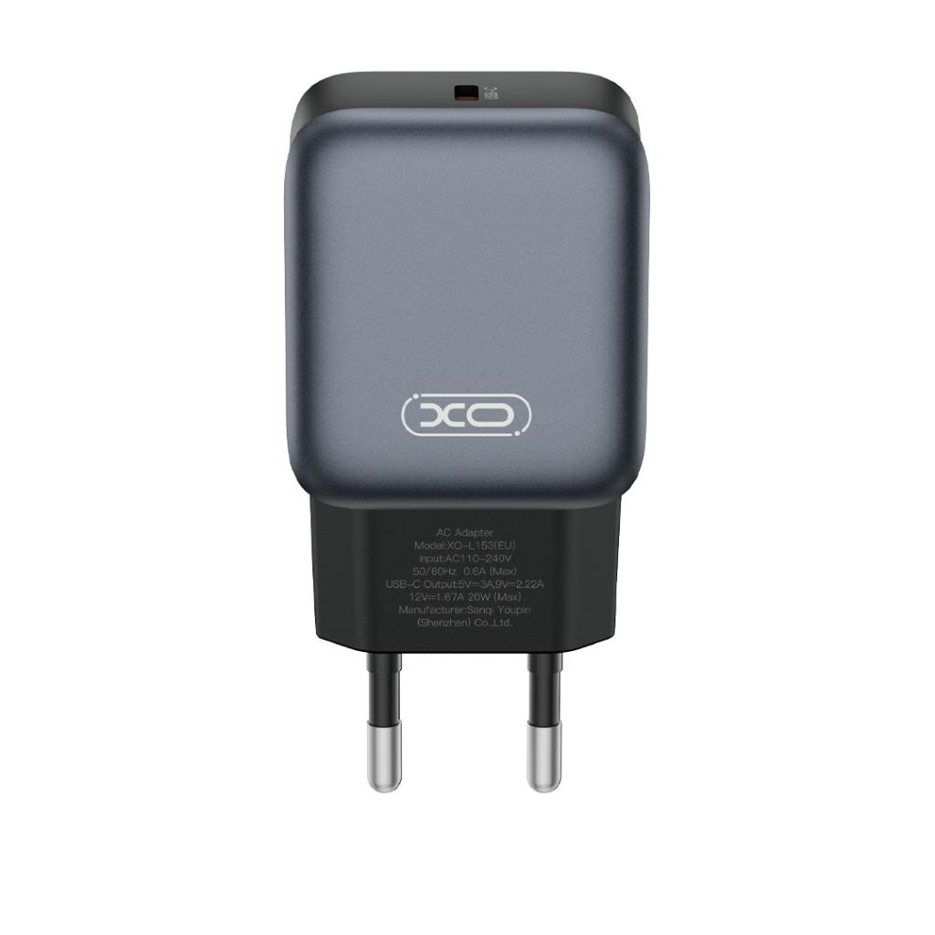 Chargeur Réseau XO Design L153, 20W, 3A, 1 x USB-C, Noir