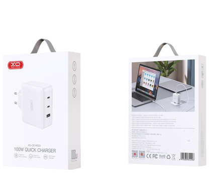 Netzteil XO Design CE14, 100W, 3,25A, 1 x USB-A - 2 x USB-C, Weiß