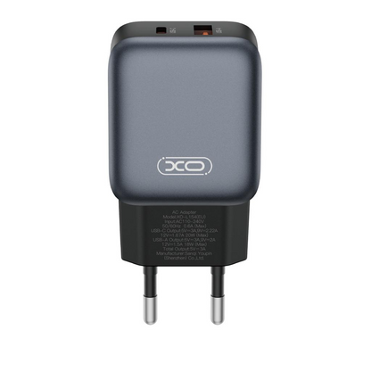 Netzladegerät XO Design L154, 20W, 3A, 1 x USB-A - 1 x USB-C, Schwarz