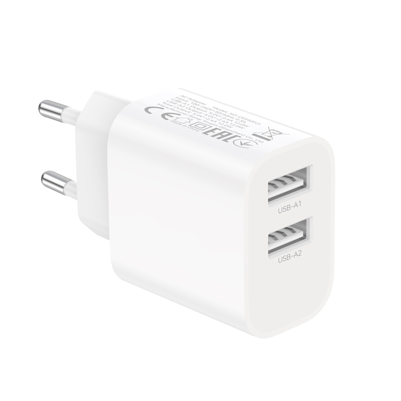 Chargeur secteur XO Design CE55, 12 W, 2,4 A, 2 x USB-A, blanc