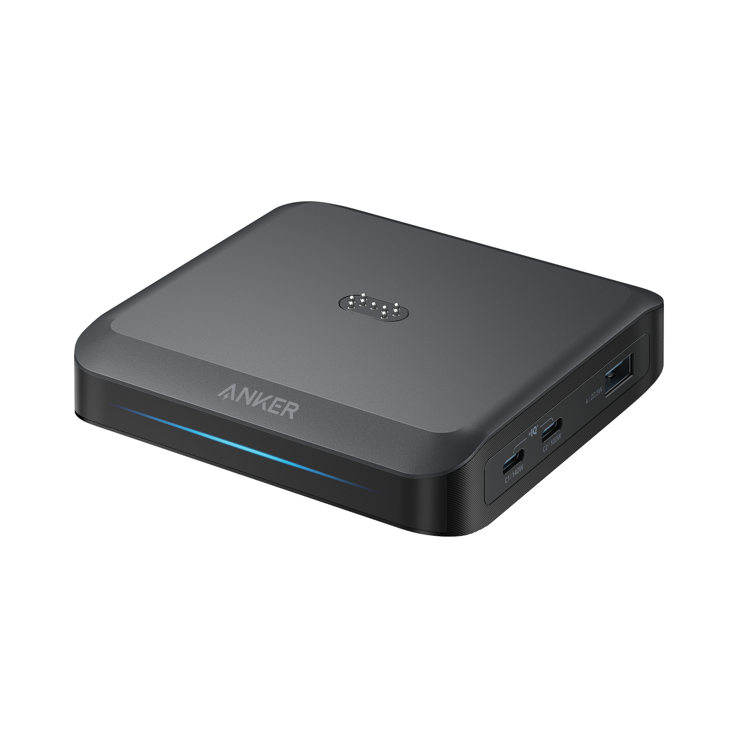 Chargeur Station Anker pour batterie externe Prime, 150W, 5A, 1 x Pogo Pin - 1 x USB-A - 2 x USB-C, Noir A1903G11
