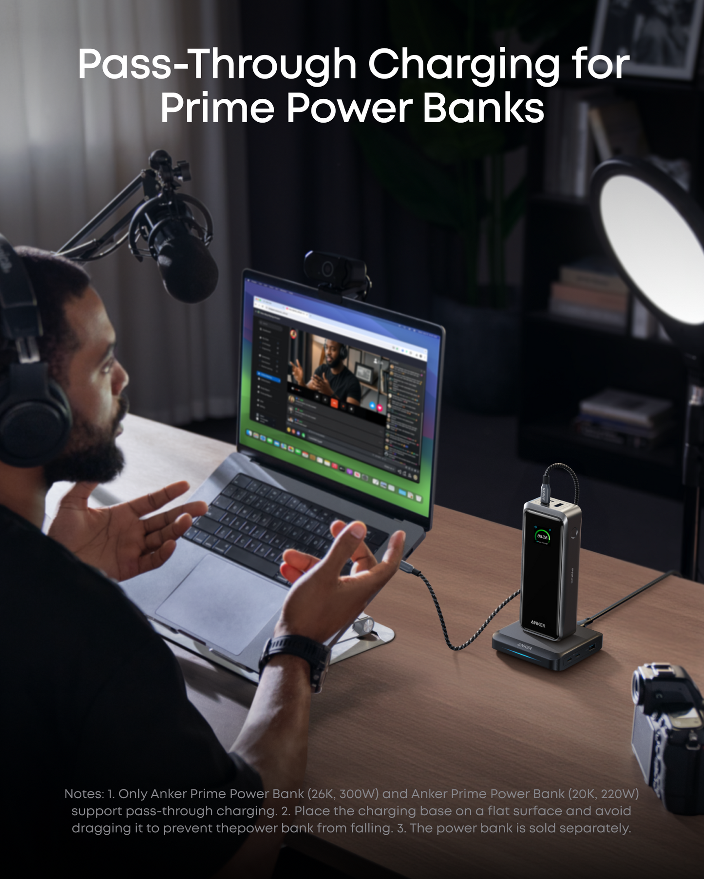 Chargeur Station Anker pour batterie externe Prime, 150W, 5A, 1 x Pogo Pin - 1 x USB-A - 2 x USB-C, Noir A1903G11