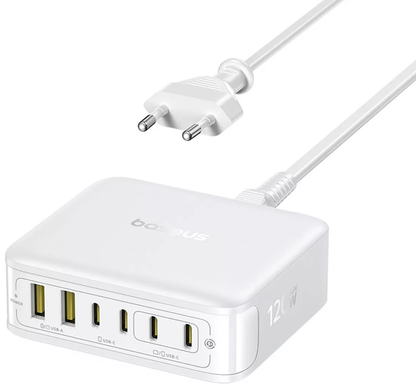 Baseus EnerFill FH21 Ladestation Ladegerät, 120W, 3,25A, 2 x USB-A - 4 x USB-C, Weiß E0120T01