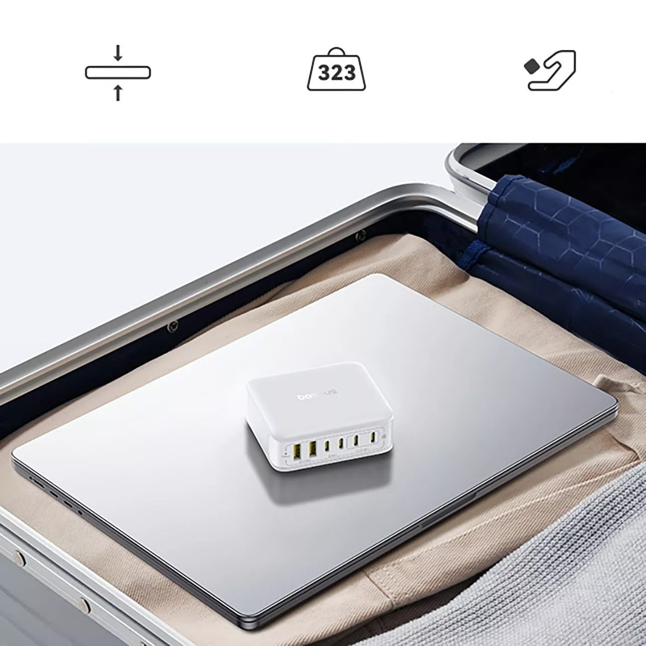 Baseus EnerFill FH21 Ladestation Ladegerät, 120W, 3,25A, 2 x USB-A - 4 x USB-C, Weiß E0120T01