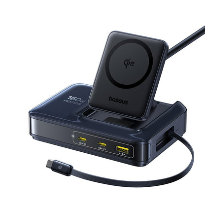 Baseus Nomos NH21 QI 5in1 Station Charger, 160W, 5A, 1 x USB-A - 2 x USB-C, Black E0121700
