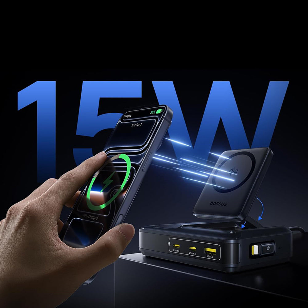 Baseus Nomos NH21 QI 5in1 Station Charger, 160W, 5A, 1 x USB-A - 2 x USB-C, Black E0121700