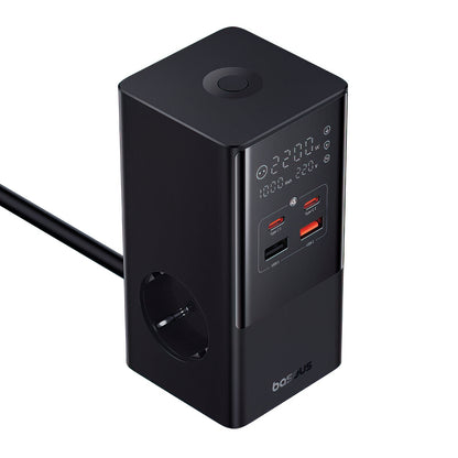 Baseus PowerCombo Tower Ladestation, 100W, 5A, 2 x Schuko - 2 x USB-A - 2 x USB-C, Schwarz E00023609113-00