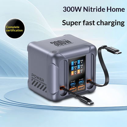 Station de Charge avec Câble USB-C OEM HW866, 300W, 5A, 2 x USB-A - 2 x USB-C, Gris