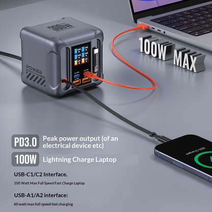 Station de Charge avec Câble USB-C OEM HW866, 300W, 5A, 2 x USB-A - 2 x USB-C, Gris