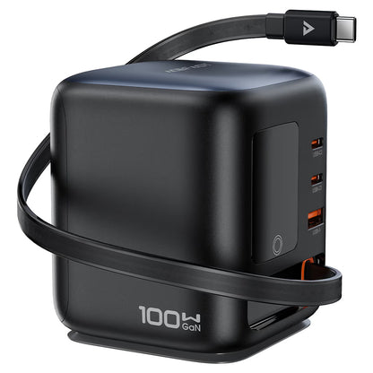 Chargeur Station avec Câble USB-C Acefast Z10, 100W, 1 x USB-A - 2 x USB-C, Noir