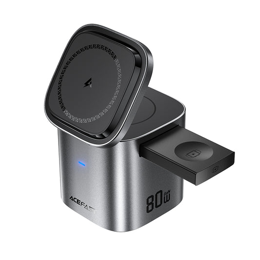 Chargeur Station avec Câble USB-C Acefast Z9 QI 6en1, 80W, 1 x USB-C - 1 x USB-A, Noir
