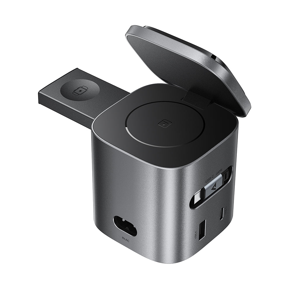 Ladestation mit USB-C Kabel Acefast Z9 QI 6in1, 80W, 1 x USB-C - 1 x USB-A, Schwarz