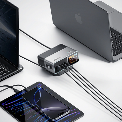 Chargeur Station Cuktech TA3005U, 300W, 1 x DC - 1 x USB-A - 3 x USB-C, Gris