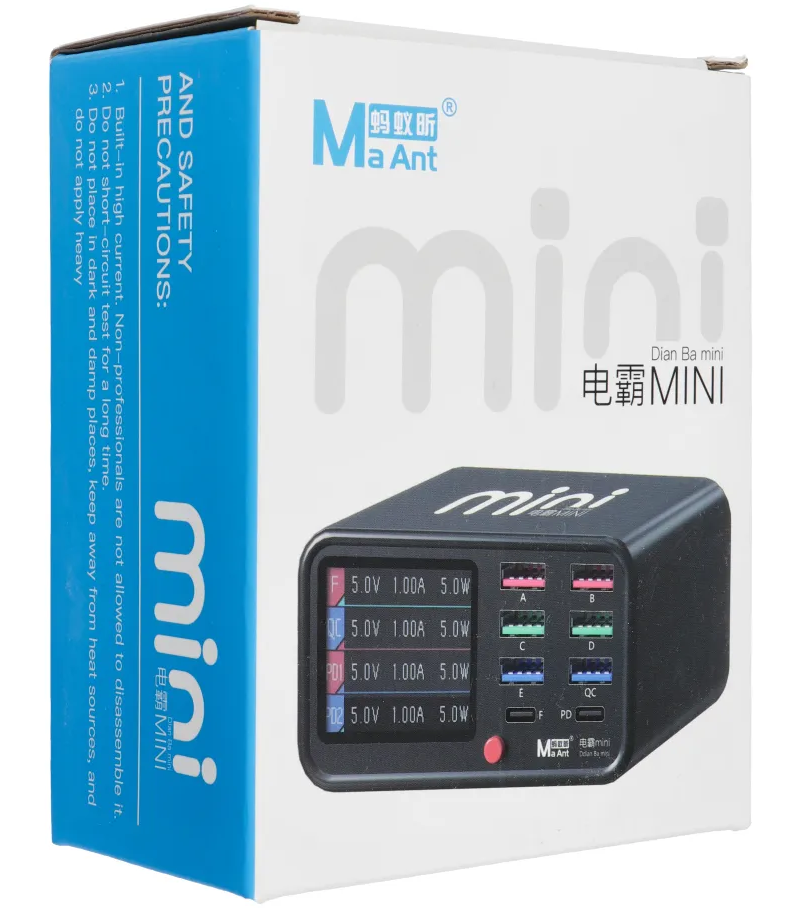 Chargeur Station MaAnt Dianba Mini, 75W, 2 x USB-C - 6 x USB-A, Noir