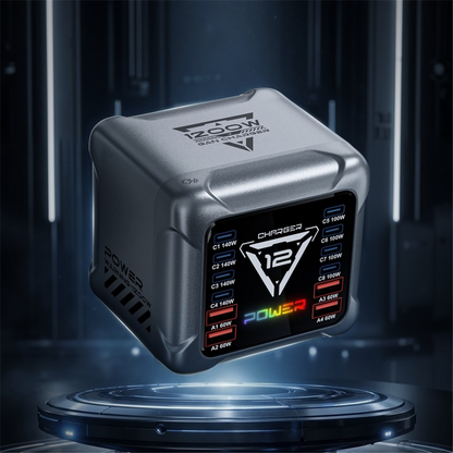 Ladestation OEM BK-127D, 280W, 5A, 4 x USB-A - 8 x USB-C, Grau